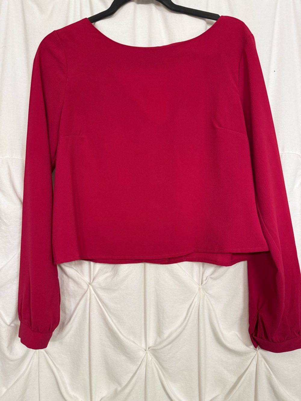 Women's Long-Sleeve Blouse Hot Pink Large Date Night Top